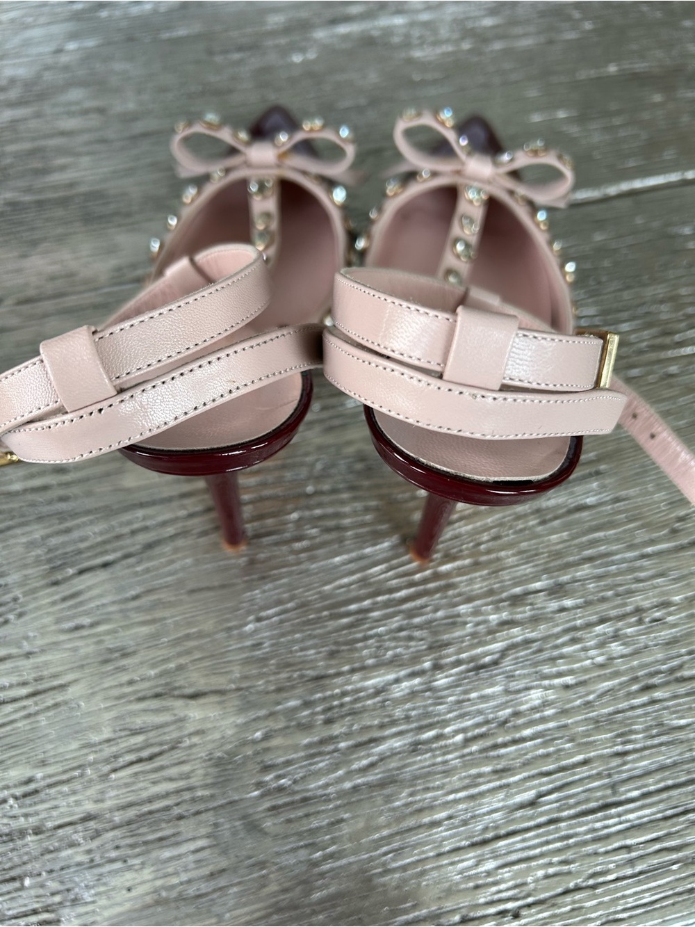 Kate Spade burgundy patent leather with light pink details with rhinestones - Picture 6 of 13
